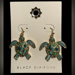 NWT•Black Diamond Turquoise Sea Turtle earrings